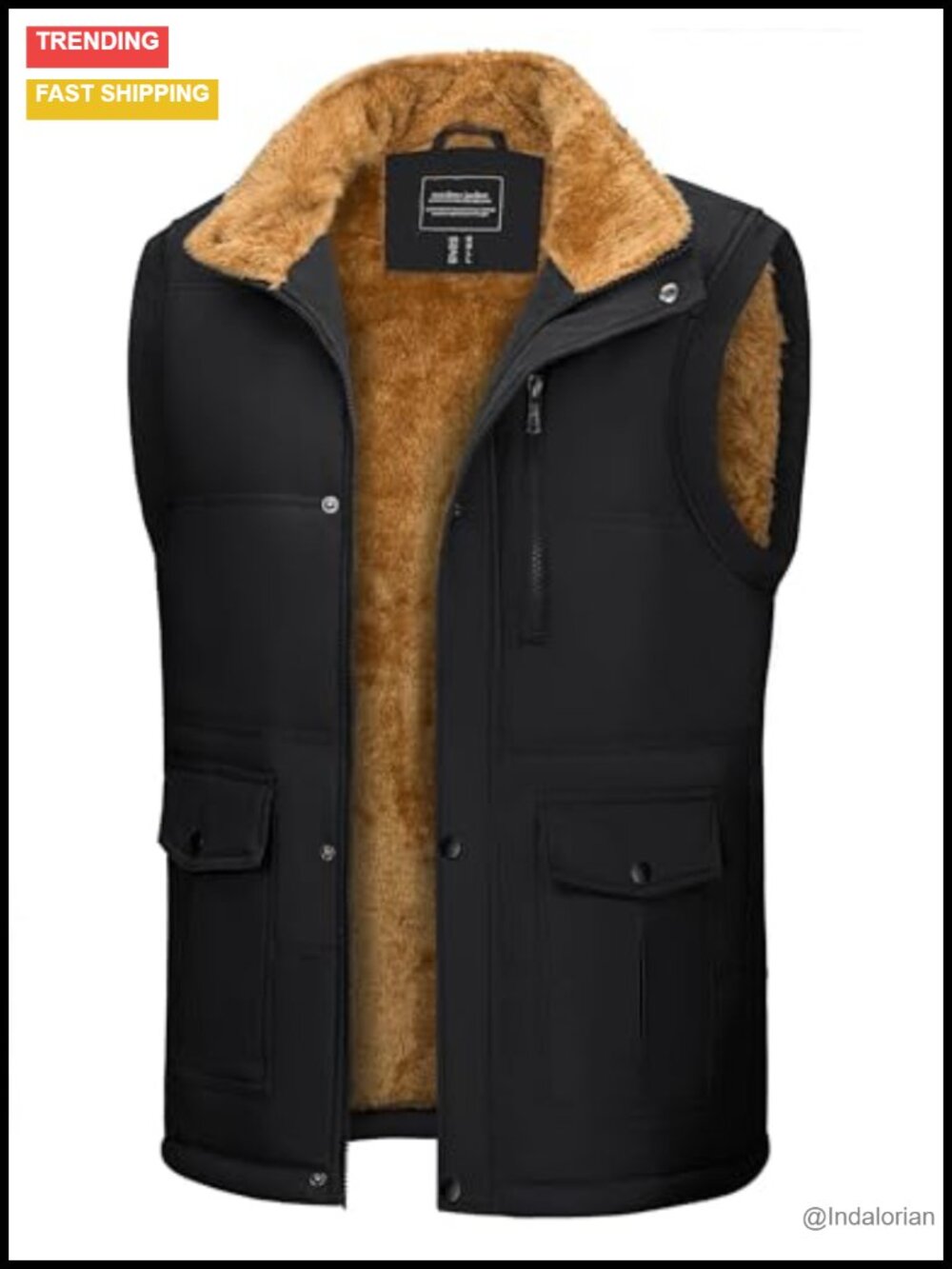 Men's Fleece Lined Quilted Puffer Vest Sleeveless Winter Jacket Warm Sherpa